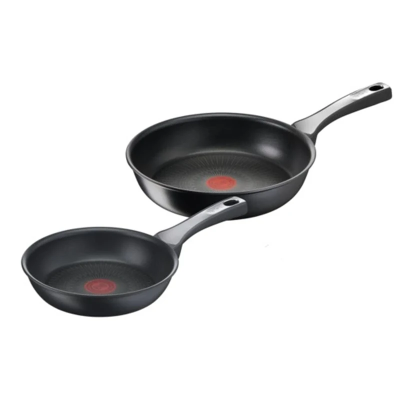 Tefal Unlimited On, 2 Piece Pan Set, Premium Cookware, 20cm & 26cm Frying Pans, UK's Longest Lasting Non-Stick, Heat Indicator, Induction Hob Compatible, Dishwasher Safe, Aluminium, Black, G2599002