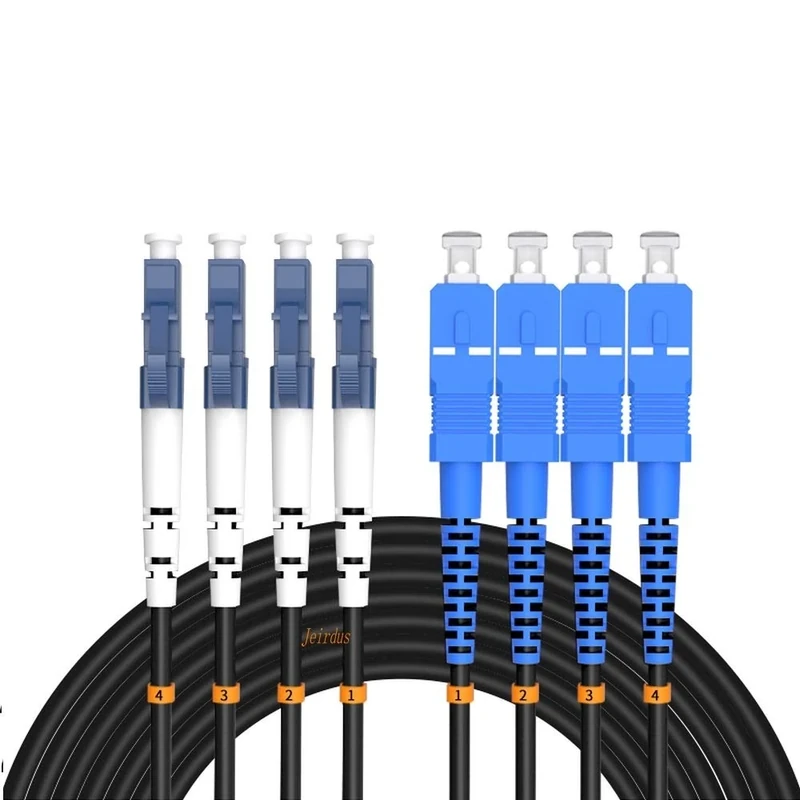 Jeirdus 20Meters 65ft LC to SC Outdoor Armored 4 Core 9/125 SM Fiber Optic Cable Jumper Optical Patch Cord Singlemode LC-SC