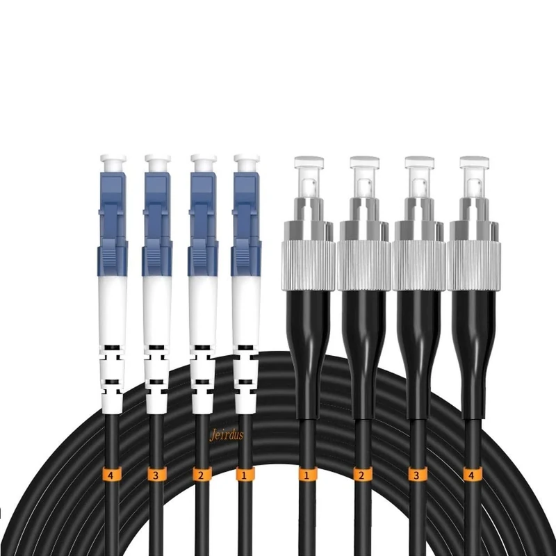 Jeirdus 100ft 30Meters LC to FC Outdoor Armored 4 Core 9/125 SM Fiber Optic Cable Jumper Optical Patch Cord Singlemode LC-FC