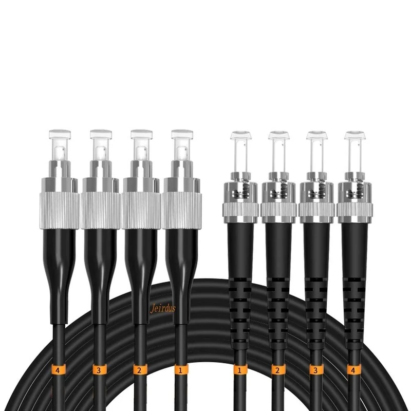 Jeirdus 20Meters 65ft FC to ST Outdoor Armored 4 Core 9/125 SM Fiber Optic Cable Jumper Optical Patch Cord Singlemode FC-ST