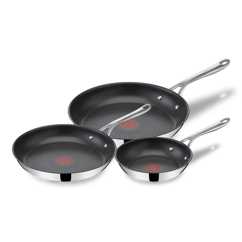 Tefal E304S344 Jamie Oliver Set x 3 Frying Pan, 20-24-28 cm, Stainless Steel