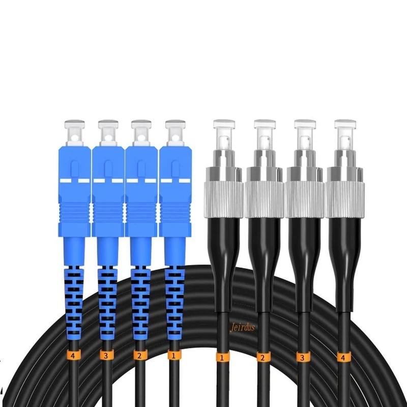 Jeirdus 100ft 30Meters SC to FC Outdoor Armored 4 Core 9/125 SM Fiber Optic Cable Jumper Optical Patch Cord Singlemode SC-FC