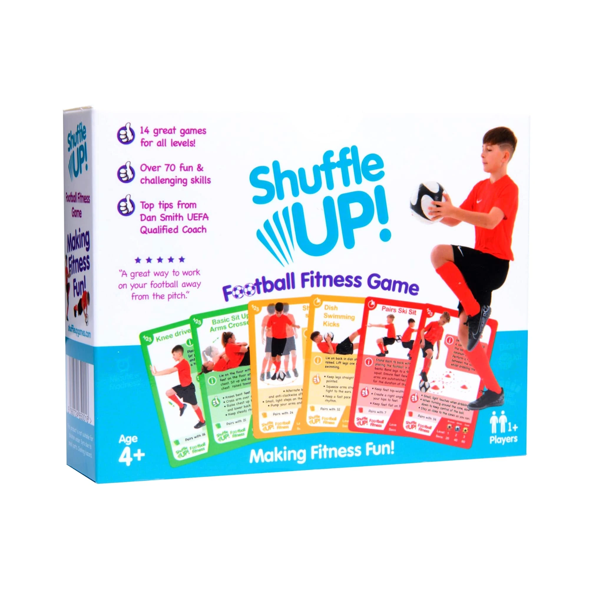 Shuffle Up Football Games - Family Soccer Games with 70+ Fun & Active Fitness Workout Cards, Stocking Fillers, Training Equipment Aid, Football Gifts for Boys & Girls