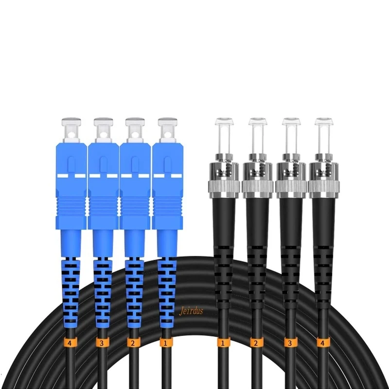 Jeirdus 100ft 30Meters SC to ST Outdoor Armored 4 Core 9/125 SM Fiber Optic Cable Jumper Optical Patch Cord Singlemode SC-ST