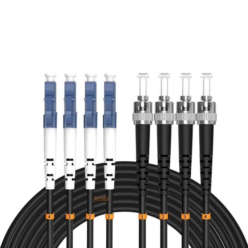 Jeirdus 20Meters 65ft LC to ST Outdoor Armored 4 Core 9/125 SM Fiber Optic Cable Jumper Optical Patch Cord Singlemode LC-ST