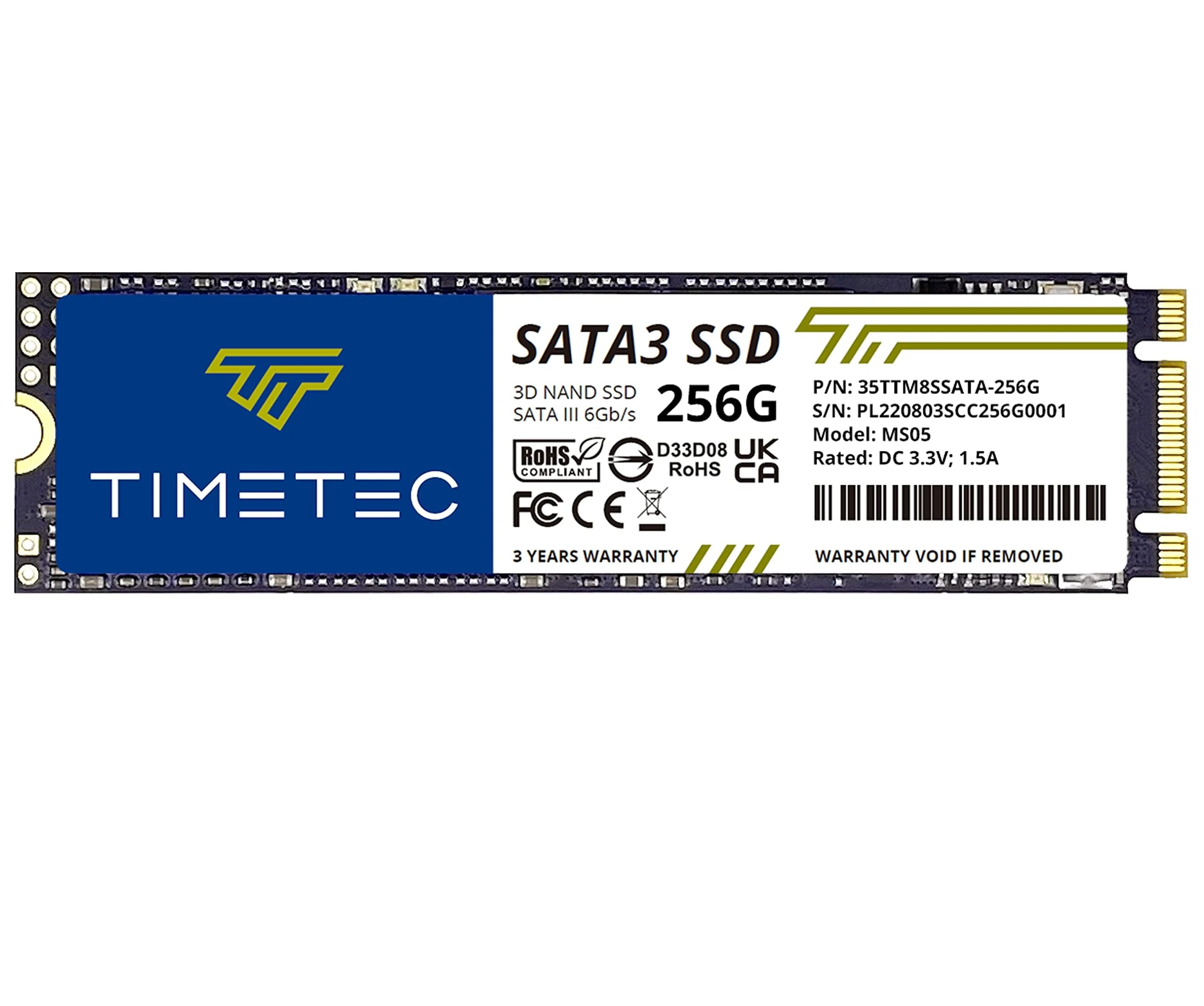 Timetec 256GB SSD 3D NAND SATA III 6Gb/s M.2 2280 NGFF 128TBW Read Speed Up to 550MB/s SLC Cache Performance Boost Internal Solid State Drive for PC Computer Laptop and Desktop
