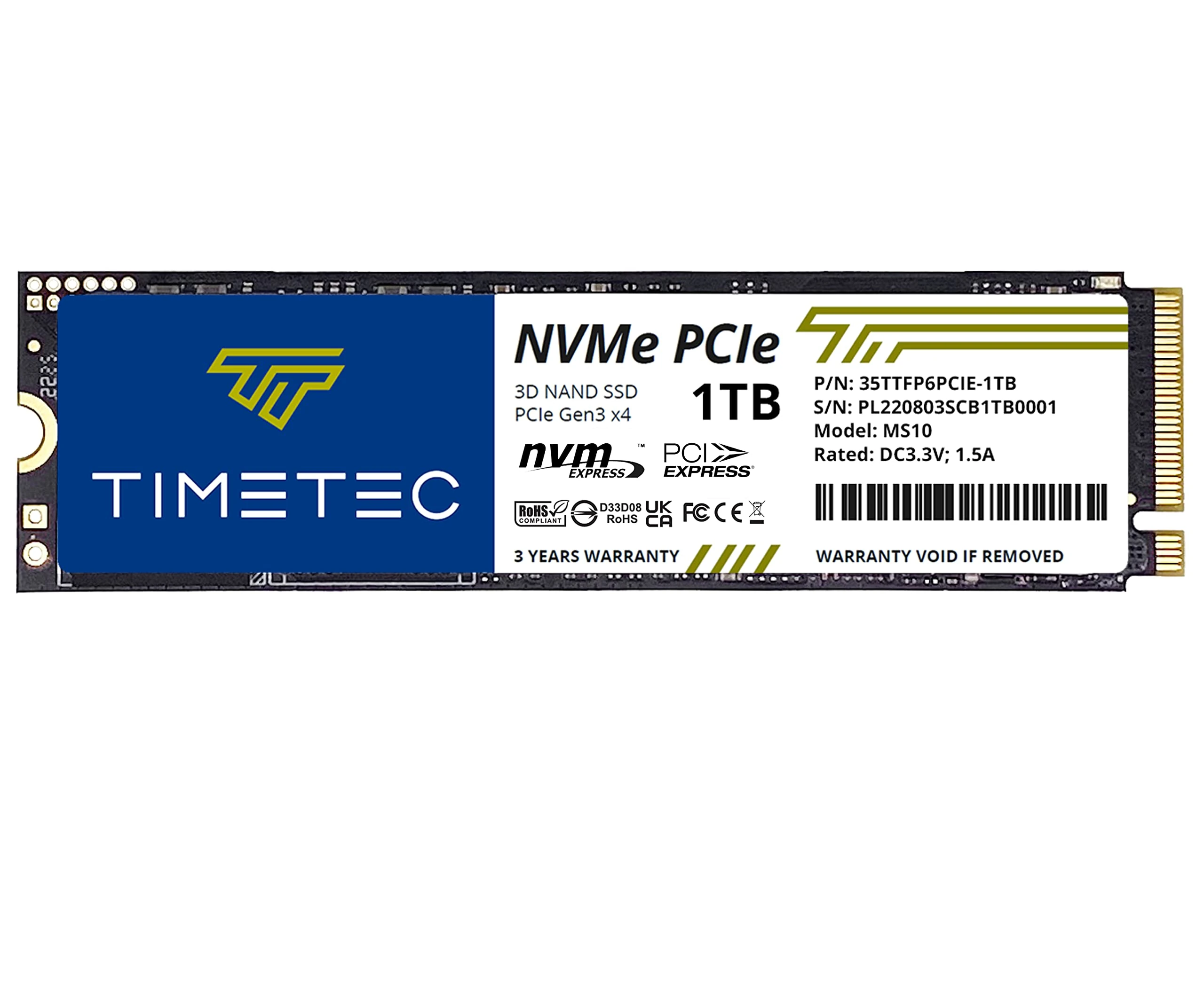 Timetec 1TB SSD NVMe PCIe Gen3x4 8Gb/s M.2 2280 3D NAND High Performance SLC Cache Read/Write Speed Up to 2,000/1,600 MB/s Internal Solid State Drive for PC Laptop and Desktop