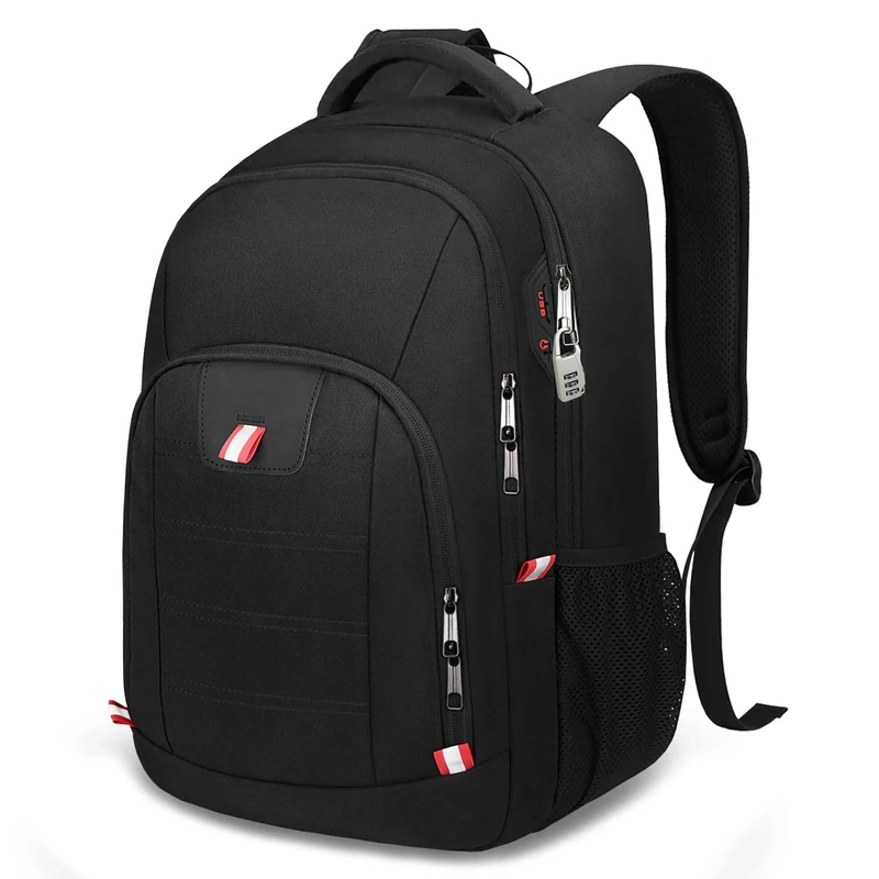 Della Gao Travel Laptop Backpack, Black Backpack for Men and Women with USB Slit Business Computer Back Pack (Black, 15.6 Inch)