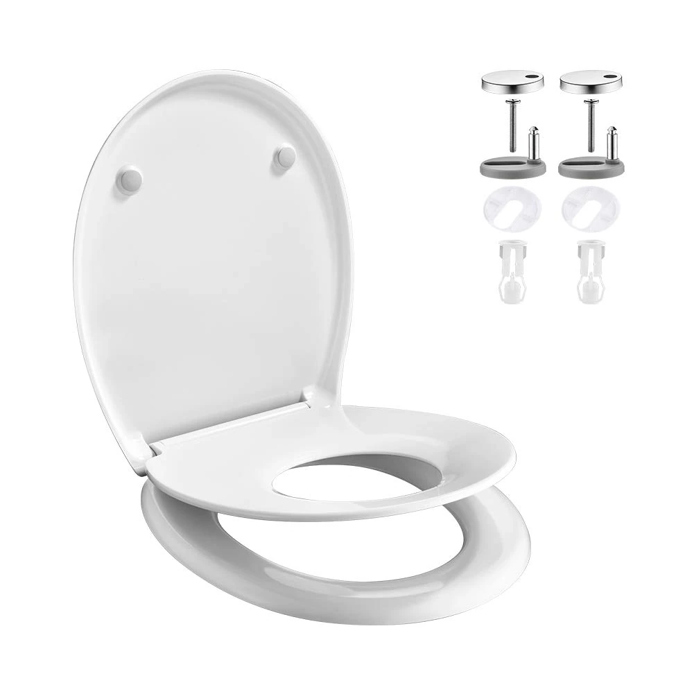 GRIFEMA G953 - O-Shaped Toilet Seat Cover for Child or Adult, Soft Close & Quick Release Hinges, Urea-Formaldehyde, White [Amazon Exclusive]