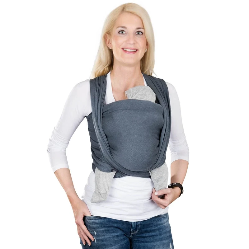 Hoppediz Extra Slim Baby Carrier with Illustrated Instructions (English Language not Guaranteed), Stone Premature Cloth 4.60 x 0.45 m