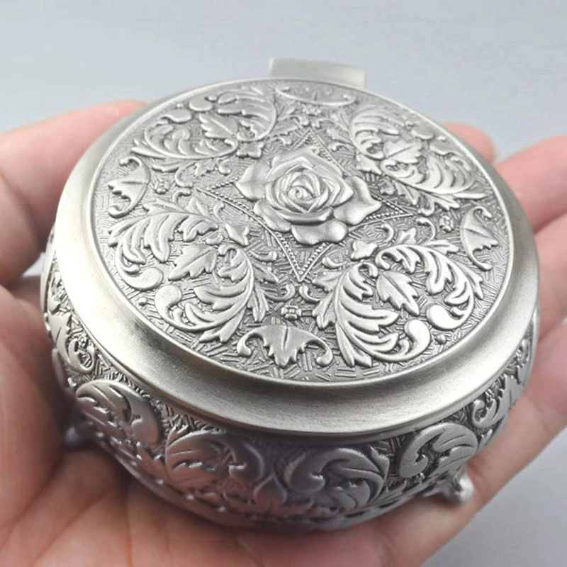 ROSIKING Round Emboss Alloy Metal Music Box Wind Up Movement Musical Boxs for Christmas/Birthday/Valentine's Day Tune ; Anastasia (Once Upon a December) - Image 1