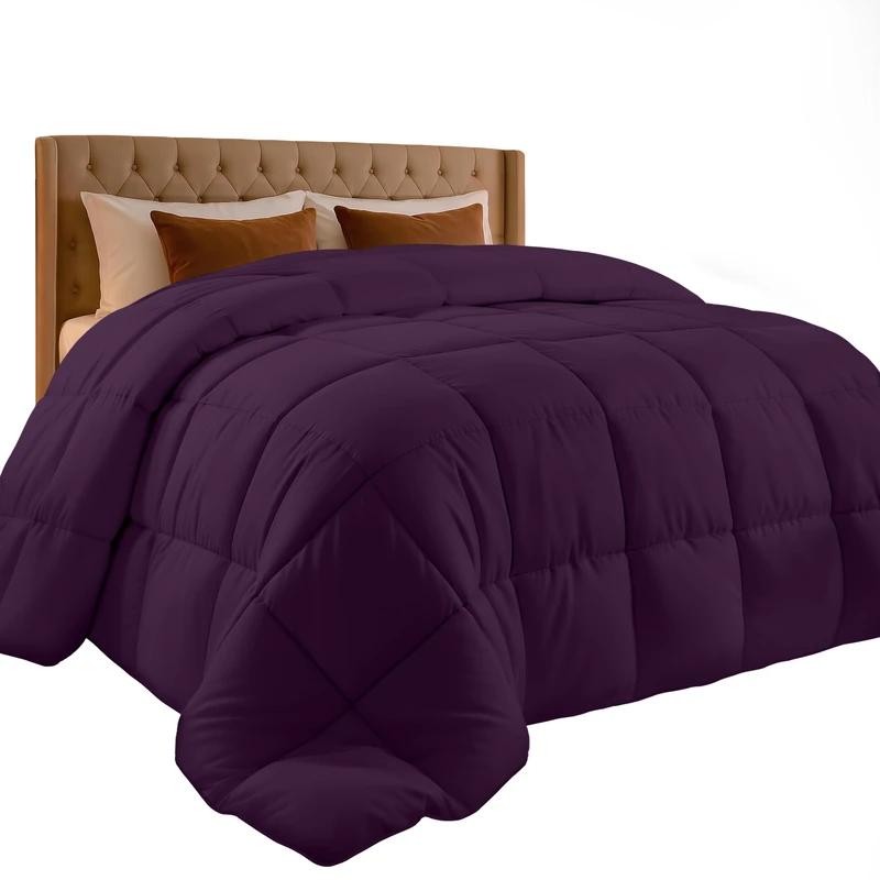 Utopia Bedding Comforter Duvet Insert - Quilted Comforter with Corner Tabs - Box Stitched Down Alternative Comforter (Queen, Plum/Purple)