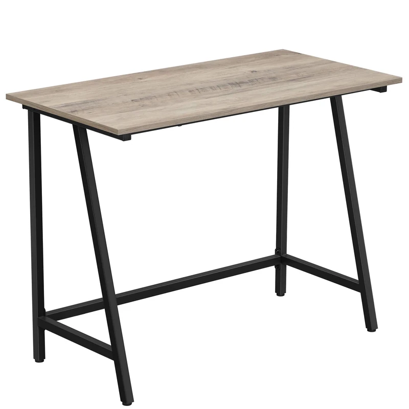 VASAGLE Computer Desk, Writing Desk with Steel Frame, Rustic Top, Home Study Table, Easy Assembly, 50 x 100 x 75 cm, Industrial, Greige and Black LWD040B02 - Image 1
