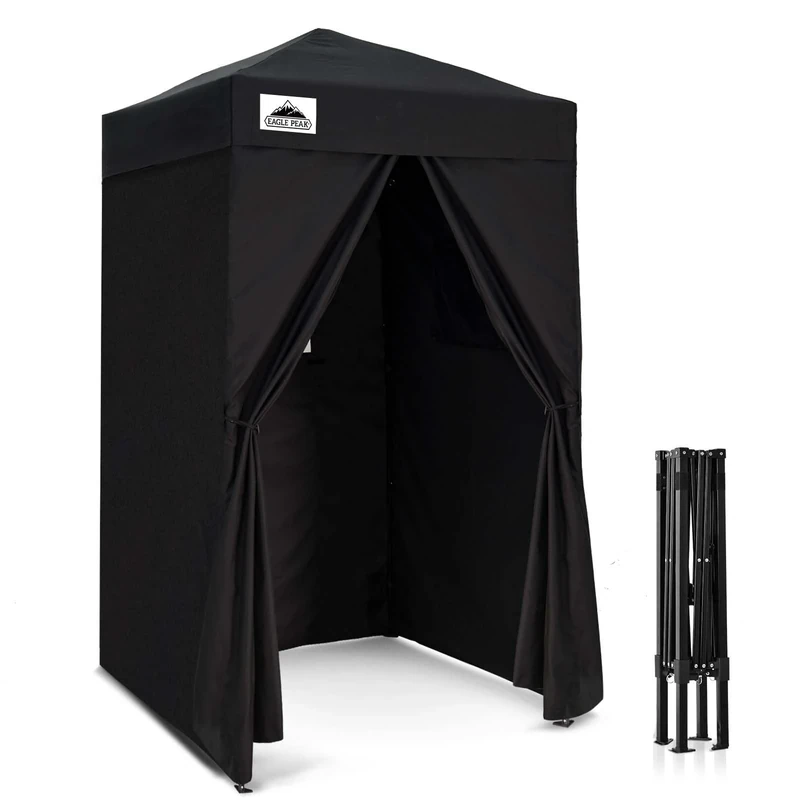 EAGLE PEAK Flex Ultra Compact 4’x4’ Pop-up Canopy Changing Room, Portable Privacy Cabana for Pool, Fashion Photoshoots, or Camping (Black)