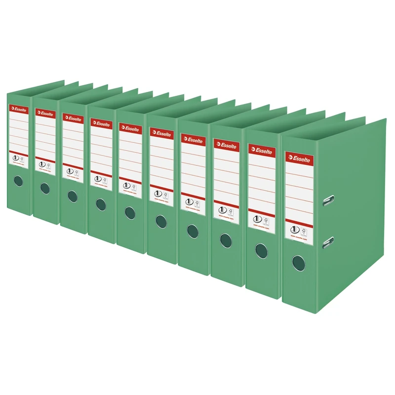 Esselte, Colour'Breeze 626505 Lever Arch Files A4 No. 1, Green, 75 mm Spine, Plastic, Pack of 10