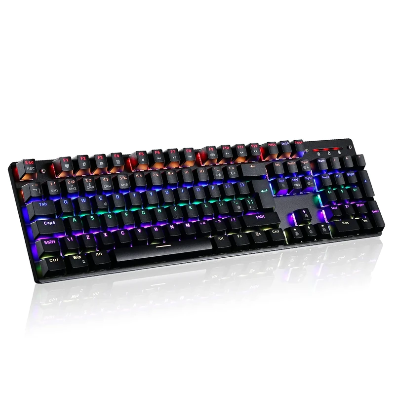 TEAM WOLF Teamwolf Mechanical Gaming Keyboard RGB 105 UK Layout Full Keys Anti-Ghost Professional Keyboards (Blue Switches)
