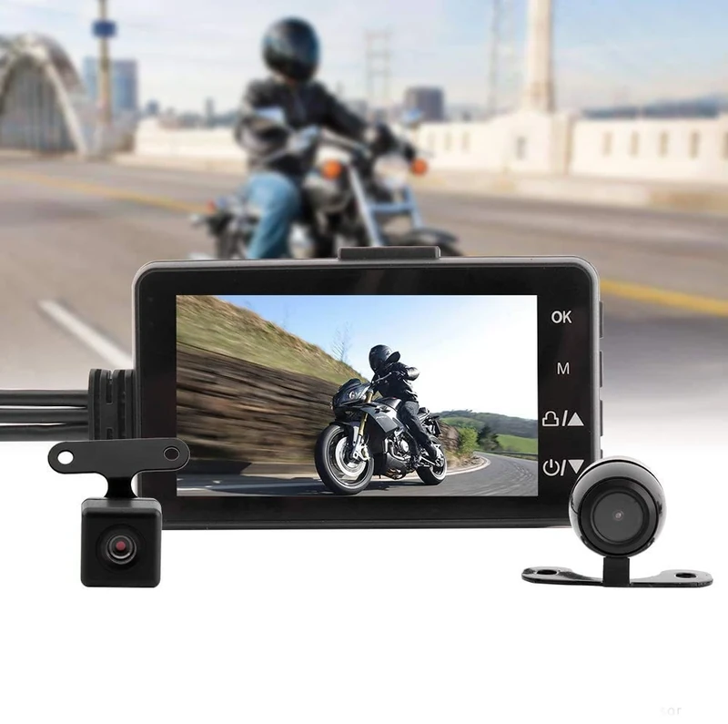 Motorcycle Recording Camera Dash Cam Waterproof Front and Rear Motorbike Camera Dual Video HD 1080p