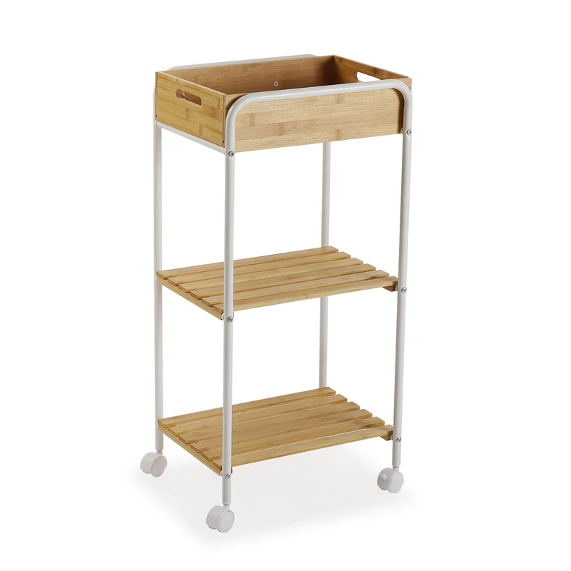 Versa Minden Bathroom Cabinet with 2 Shelves Height 81 cm Width 40 cm Depth 29.5 cm Wood Brown and White, 81 x 40 x 29.5 cm