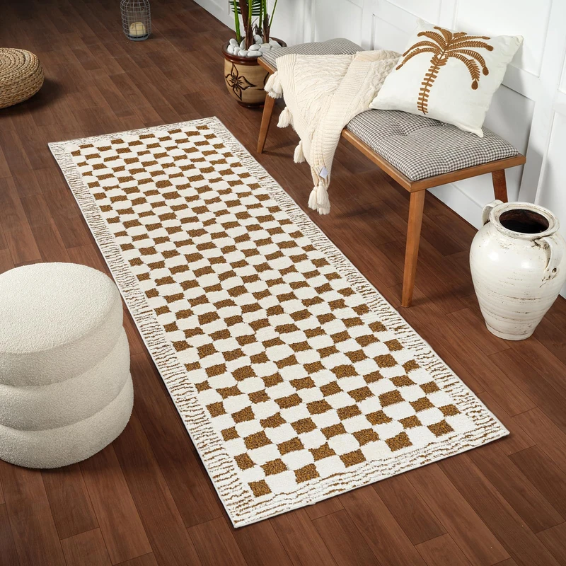 Livabliss Ekta Sanluri Shaggy Runner 80x220 cm, Hallway & Bedroom, Soft Plush Thick Pile, Neutral Boho Fluffy Style, Easy Care, Ivory Brown