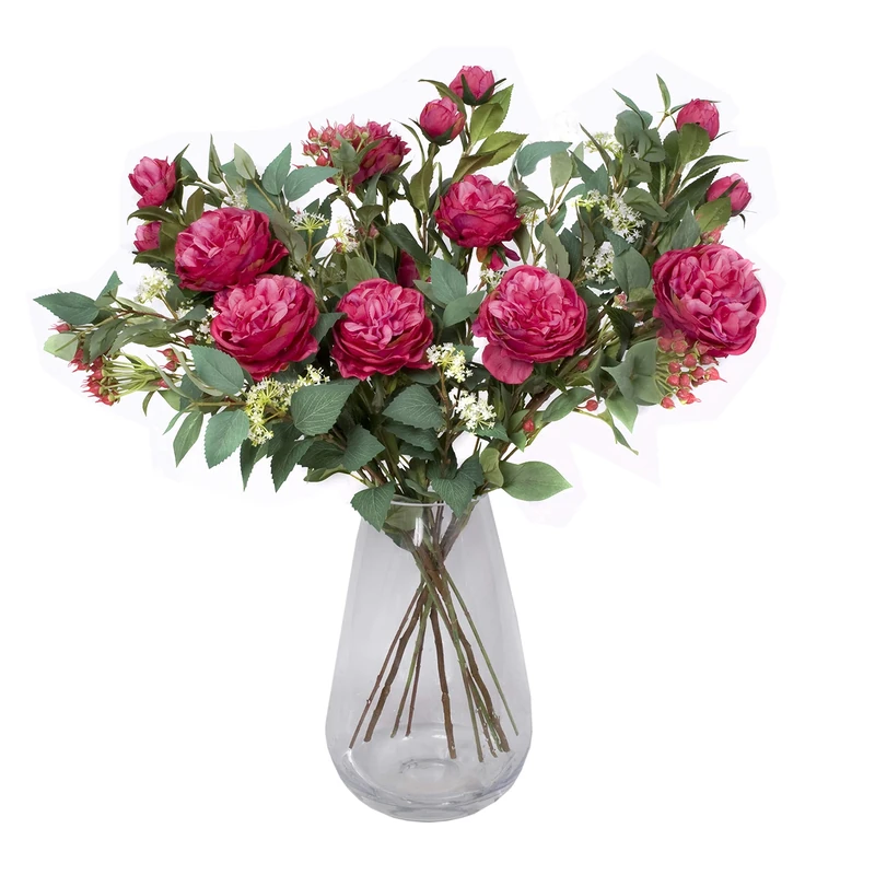 GreenBrokers Artificial Flowers for Life - Dark Pink Peony Mix