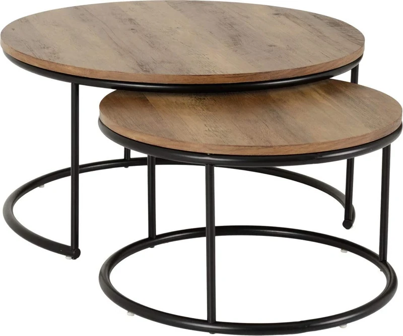 Seconique Quebec Round Coffee Table Set in Medium Oak Effect