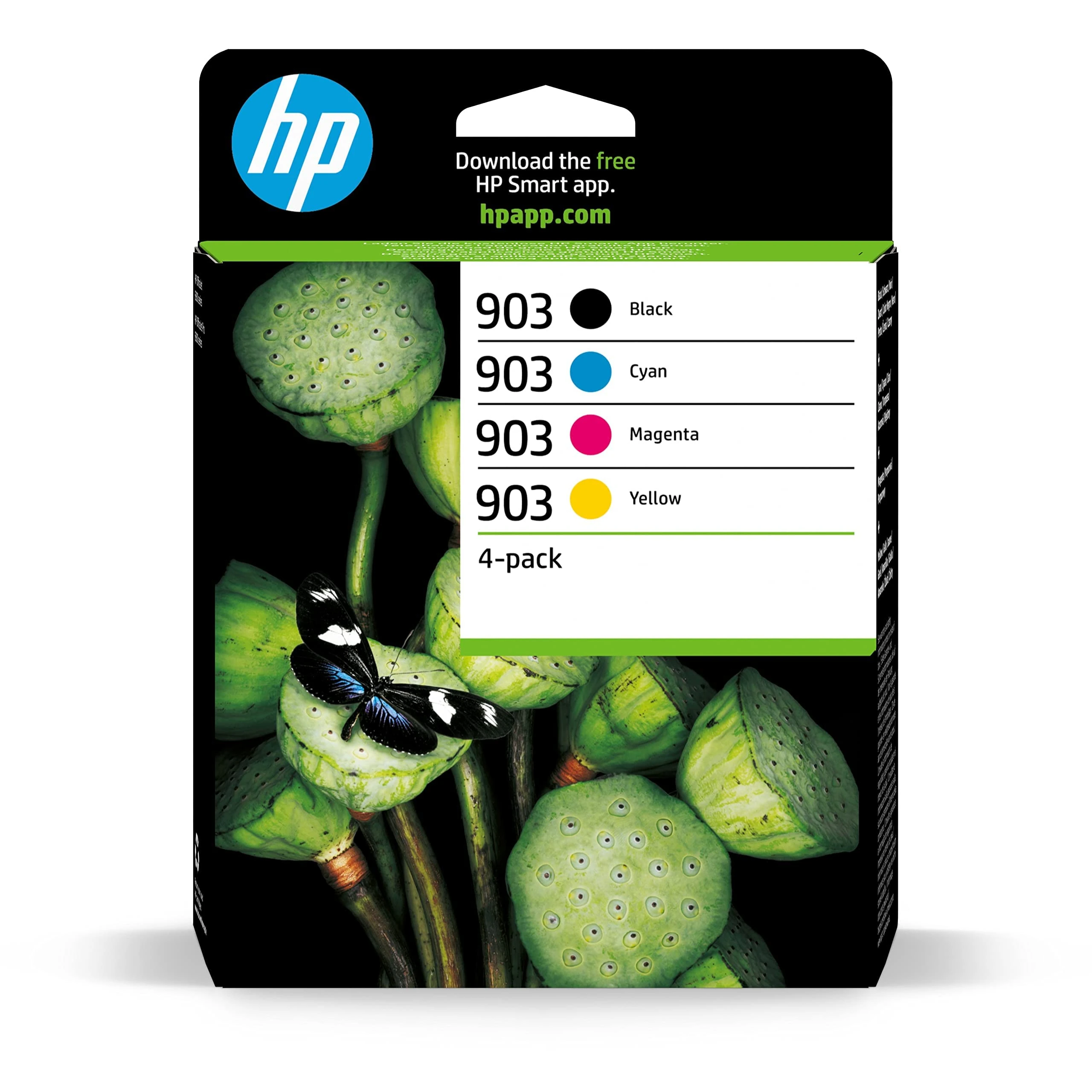 HP 6ZC73AE 903 Original Ink Cartridges, Black/Cyan/Magenta/Yellow, Multipack, 4 Count (Pack of 1), Packaging May Vary