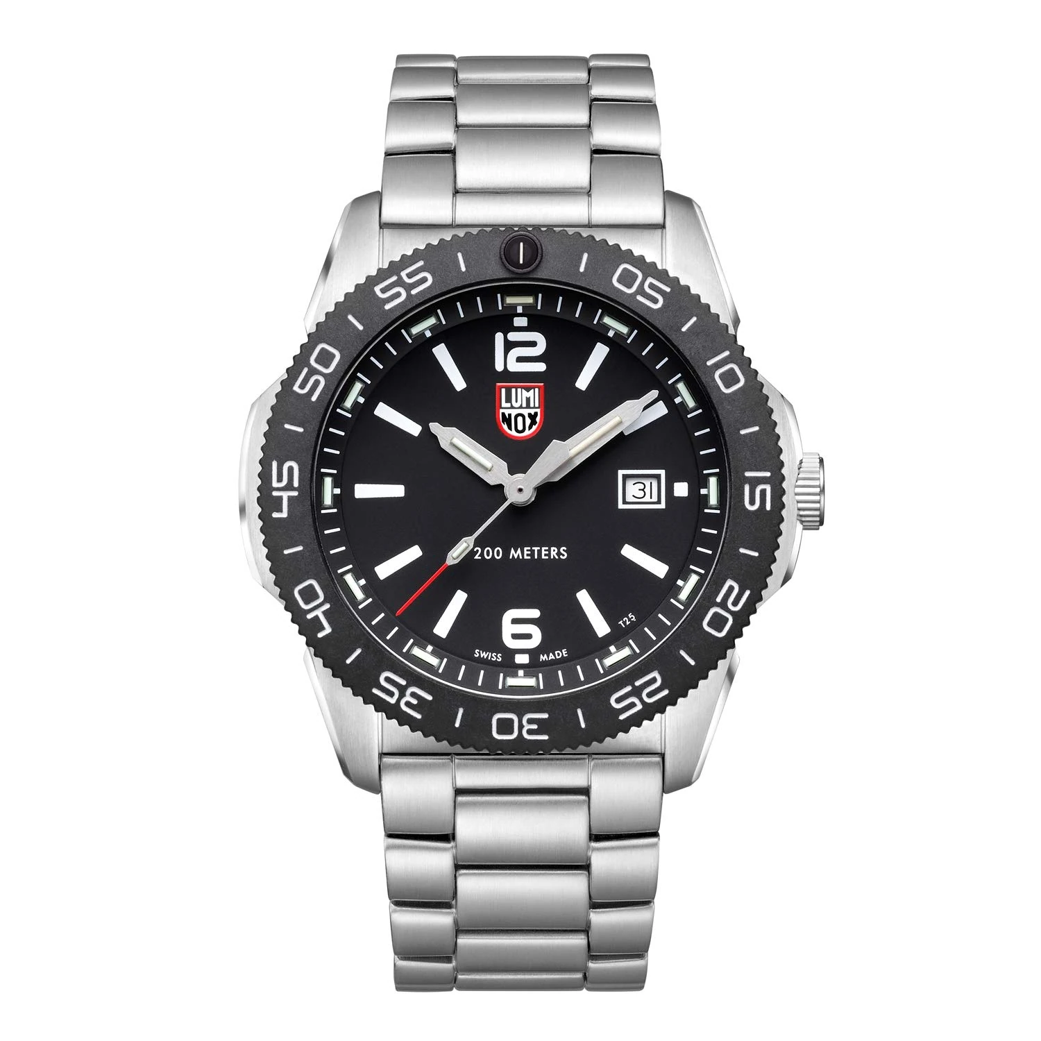 Luminox Pacific Diver XS.3122 Mens Watch 44mm - Dive Watch in Silver/Black Date Function 200m Water Resistant Sapphire Glass
