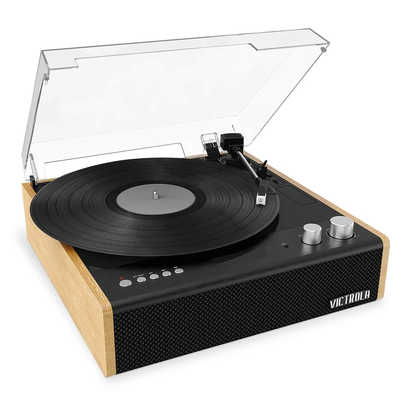 Victrola Eastwood 3-Speed Bluetooth Turntable with Built-in Speakers and Dust Cover | Upgraded Turntable Audio Sound | Black (VTA-72)
