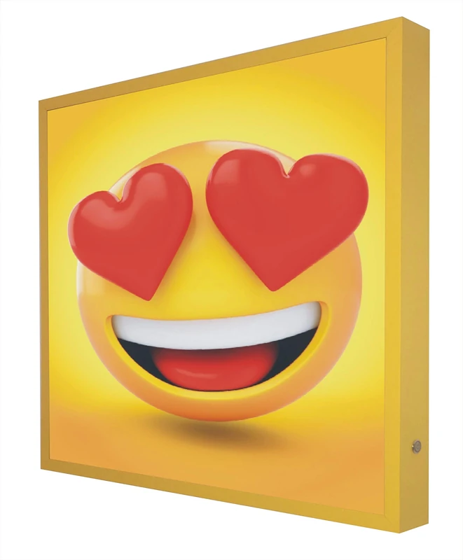 Picture with Wooden Frame Yellow Emoticon 0005 Backlit
