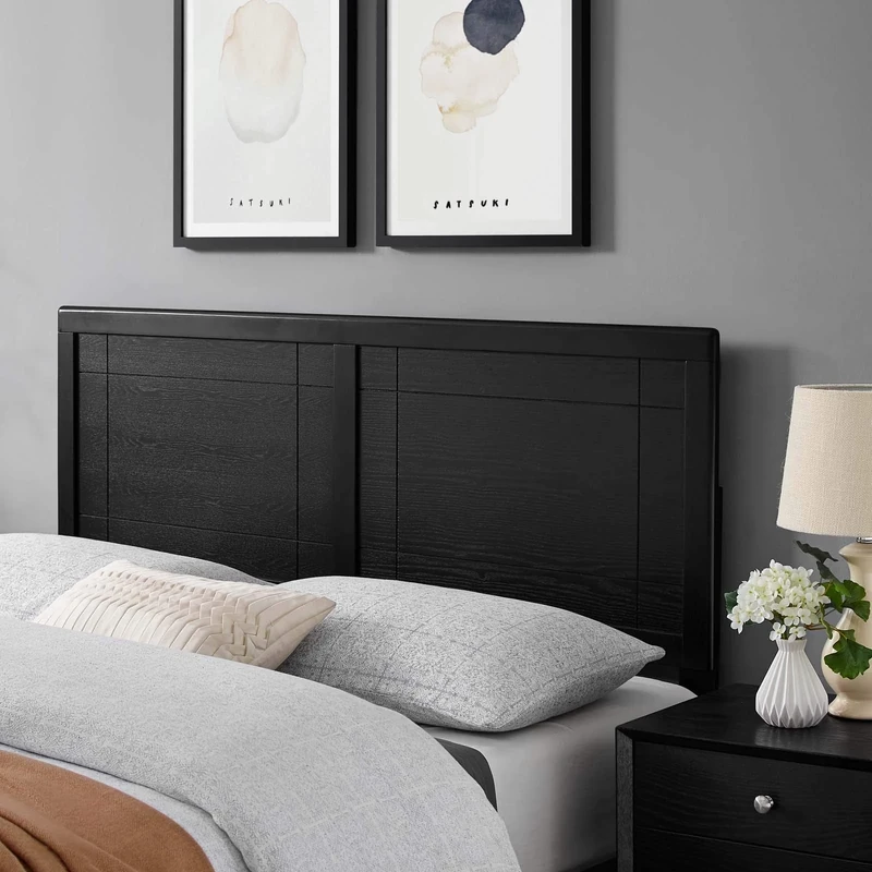 Modway Archie King Wood Headboard in Black - Image 1