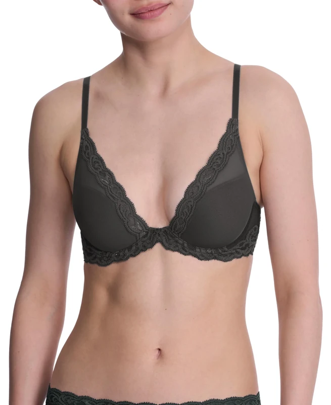 Natori Women's Feathers Contour Plunge Bra (Coal, 36C)