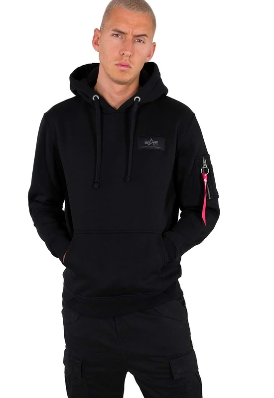 Alpha Industries Back Foil Print Hoody for men Black/Chrome - Image 1