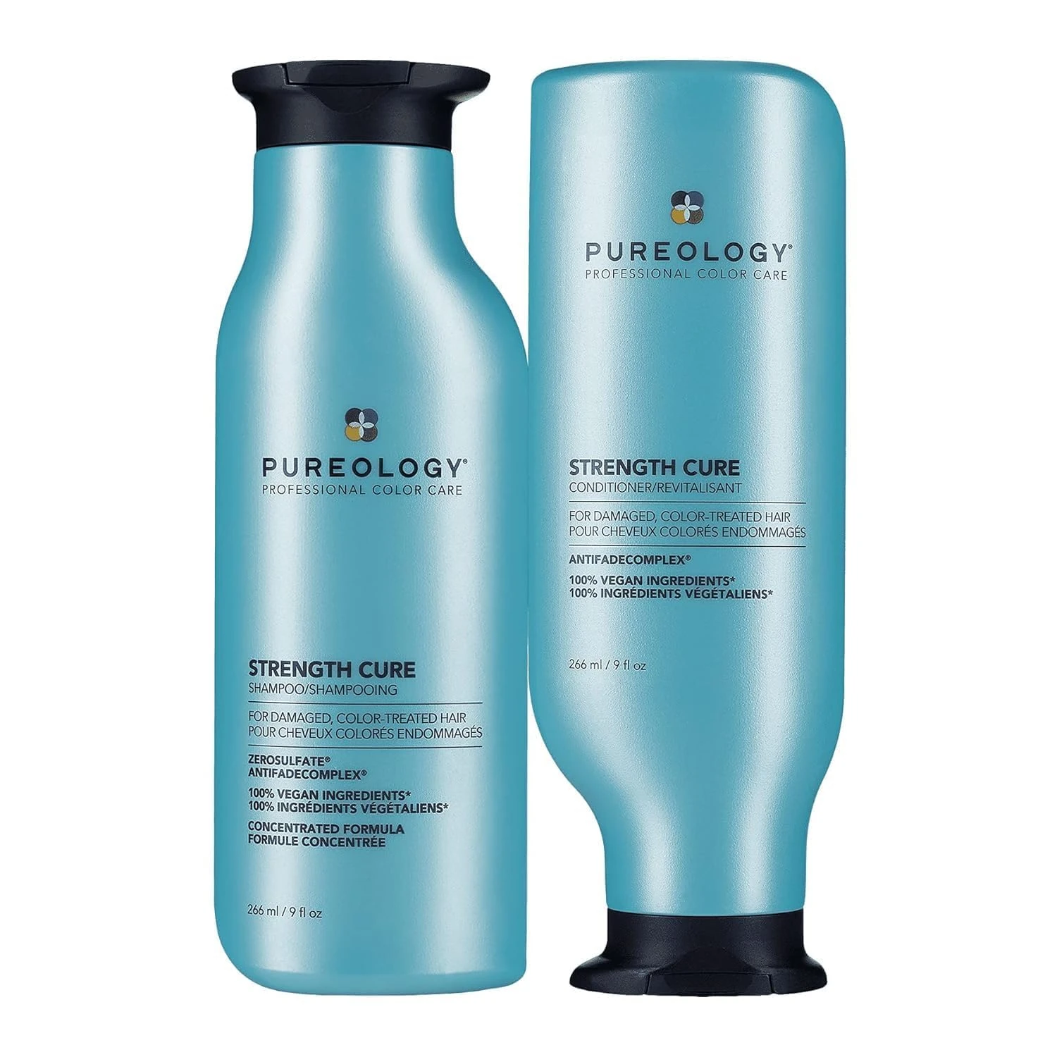 Pureology Strength Cure Strengthening Shampoo and Conditioner Duo Set, For Damaged, Colour Treated Hair, Vegan Formulas, Sulphate Free for a Gentle Cleanse 266ml