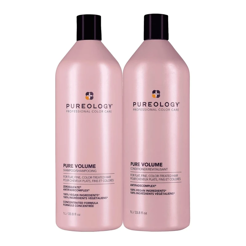 Pureology Pure Volume, Shampoo and Conditioner Set, For Flat, Fine, Colour-Treated Hair, Adds Weightless Volume, Vegan Formulas, Sulphate Free for a Gentle Cleanse