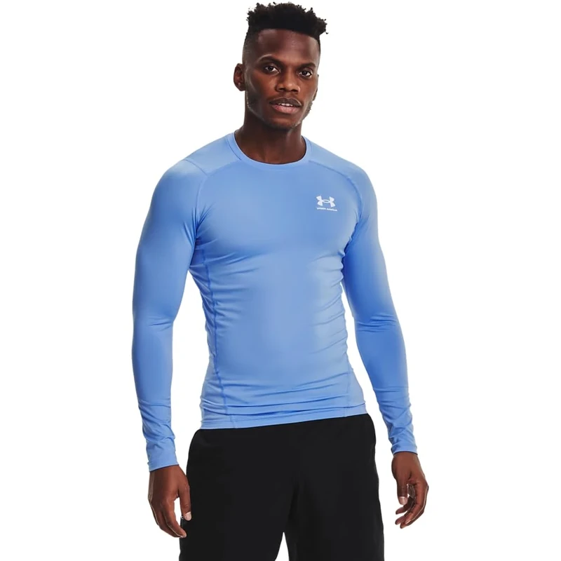 Under Armour Men's Armour HeatGear Compression Long-Sleeve T-Shirt, Carolina Blue (475)/White, Medium Tall