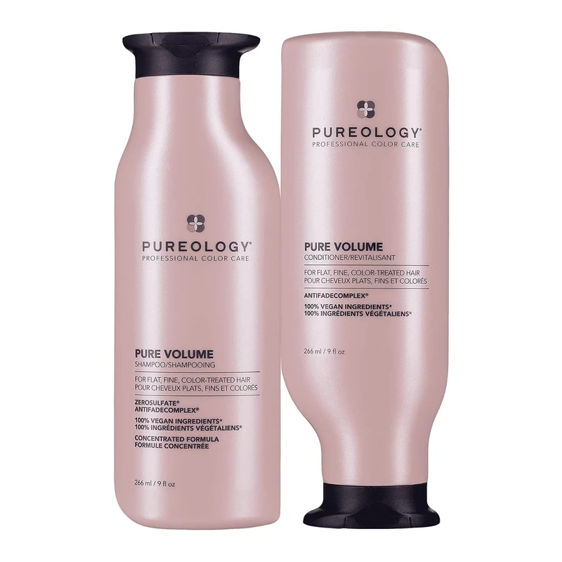 Pureology Pure Volume, Shampoo and Conditioner Set, For Flat, Fine, Colour-Treated Hair, Adds Weightless Volume, Vegan Formulas, Sulphate Free for a Gentle Cleanse