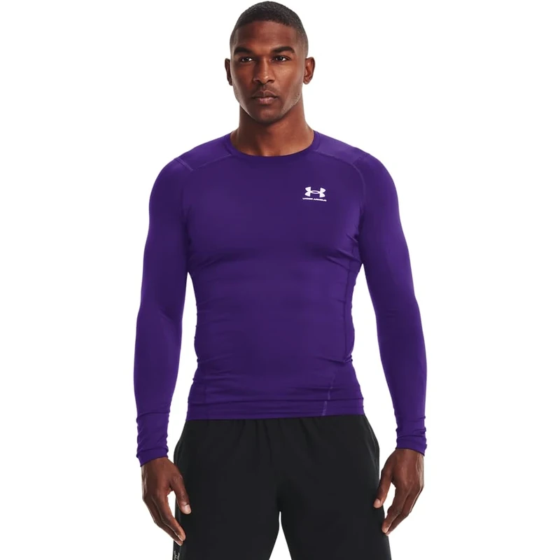 Under Armour Men's Armour HeatGear Compression Long-Sleeve T-Shirt, Purple (500)/White, Small