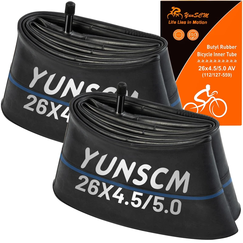 2 Pack Fat Tyre Inner Tubes 26" x 4.8/5.0 AV32mm Schrader Valve 26" Fat Tyre Bicycle Tubes Compatible with26x4.5 26x4.6 26x4.80 26x4.90 26x5.0 Electric Bike/Fat Tyre Bike Tubes