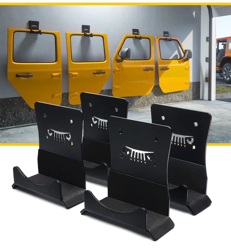 Lumenix Heavy Duty Door Hanger Bracket, Wall-Mounted Removable Window Channel Door Holder Storage Rack Compatible with 1956-2020 Jeep Wrangler CJ YJ TJ JK JKU JL JLU LJ JT(4 Hangers, Animal Pattern)