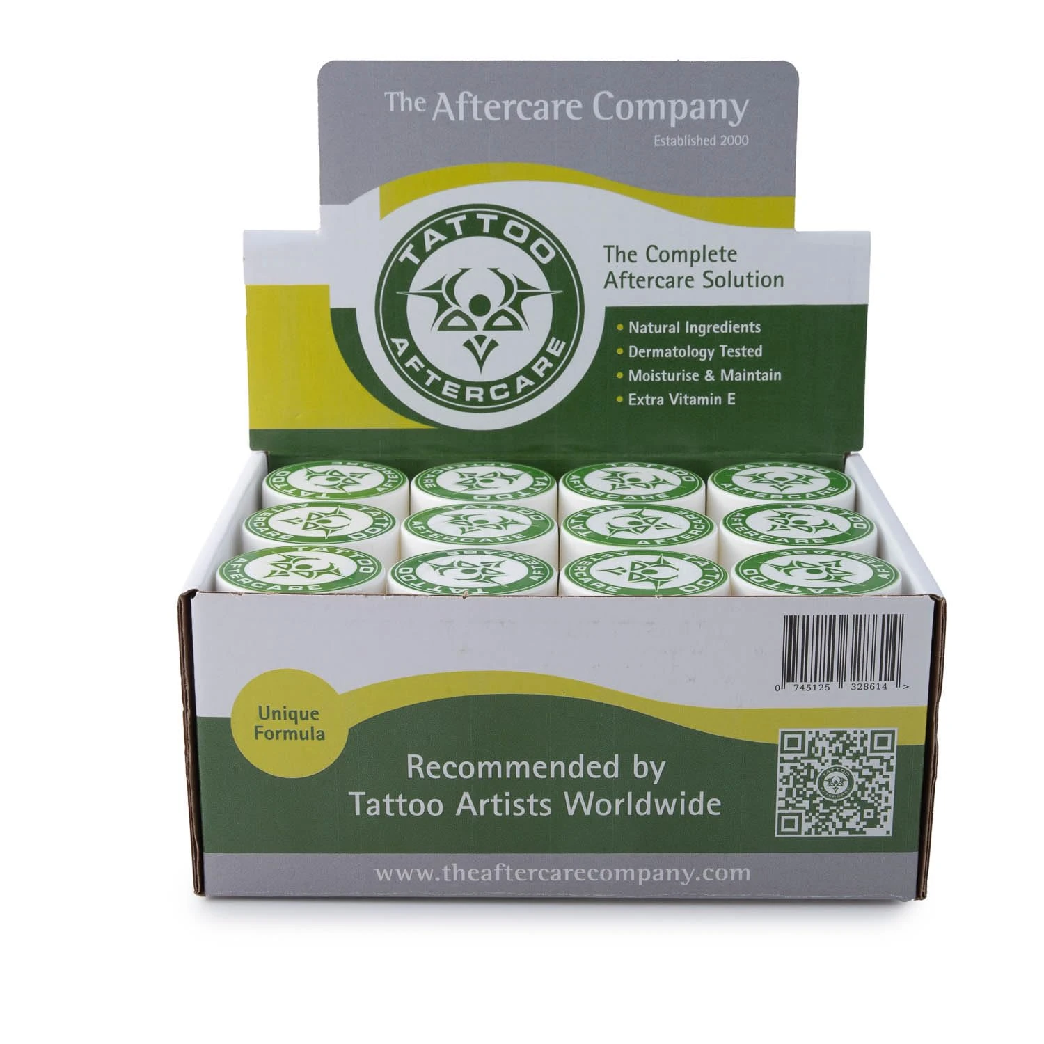 Tattoo Aftercare Box 24 x 20g from The Aftercare Company - Dermatology Approved -Moisturise, Soothe, Maintain - Cruelty Free - Unique Formula