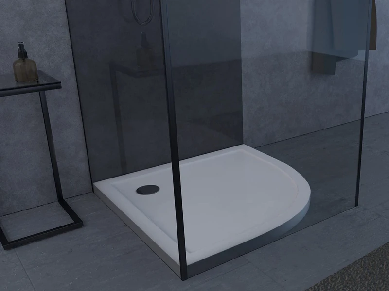 Shower Tray, 90 x 90 cm, High-Quality Sanitary Acrylic Shower Tray, Suitable for Quarter Circle Shower Enclosures with a Radius of 55 cm and a Base Area of 90 x 90 cm