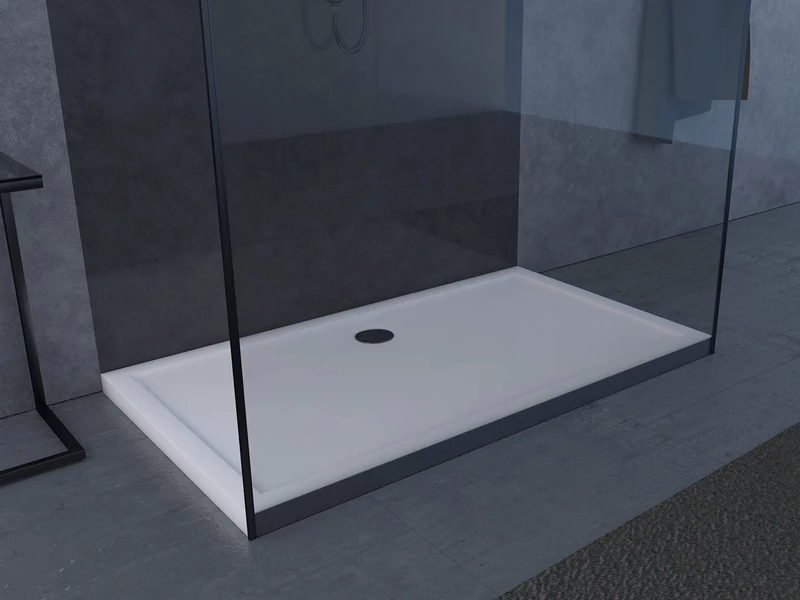 MARWELL Rectangular 140 x 80 cm Acrylic Shower Tray, White, 140 x 80 x 4 cm