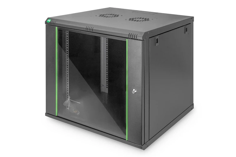 Digitus Network cabinet - 19 inch rack - 9U - 450mm depth - 320 mm maximum usable depth - wall mounting - load capacity 60kg - safety glass door - Dynamic Basic series - black