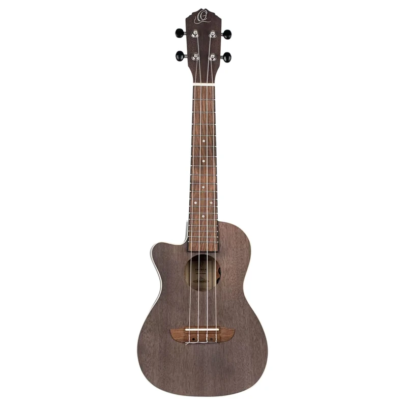 Ortega Guitars Concert Ukulele Lefthanded – Electro-Acoustic – Earth Series – with Cutaway – Okoume, Black (RUCOAL-CE-L)
