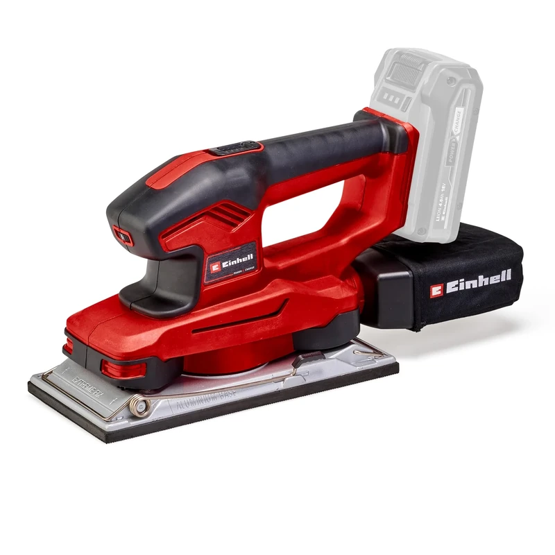 Einhell Cordless Sheet Orbital Sander 18V Power X-Change, Speed Electronics, Micro Hook and Loop, Aluminium Base Plate, Dust Collection Sack, Includes 3x Sandpaper Sheets, Without Battery TE-OS 18/230
