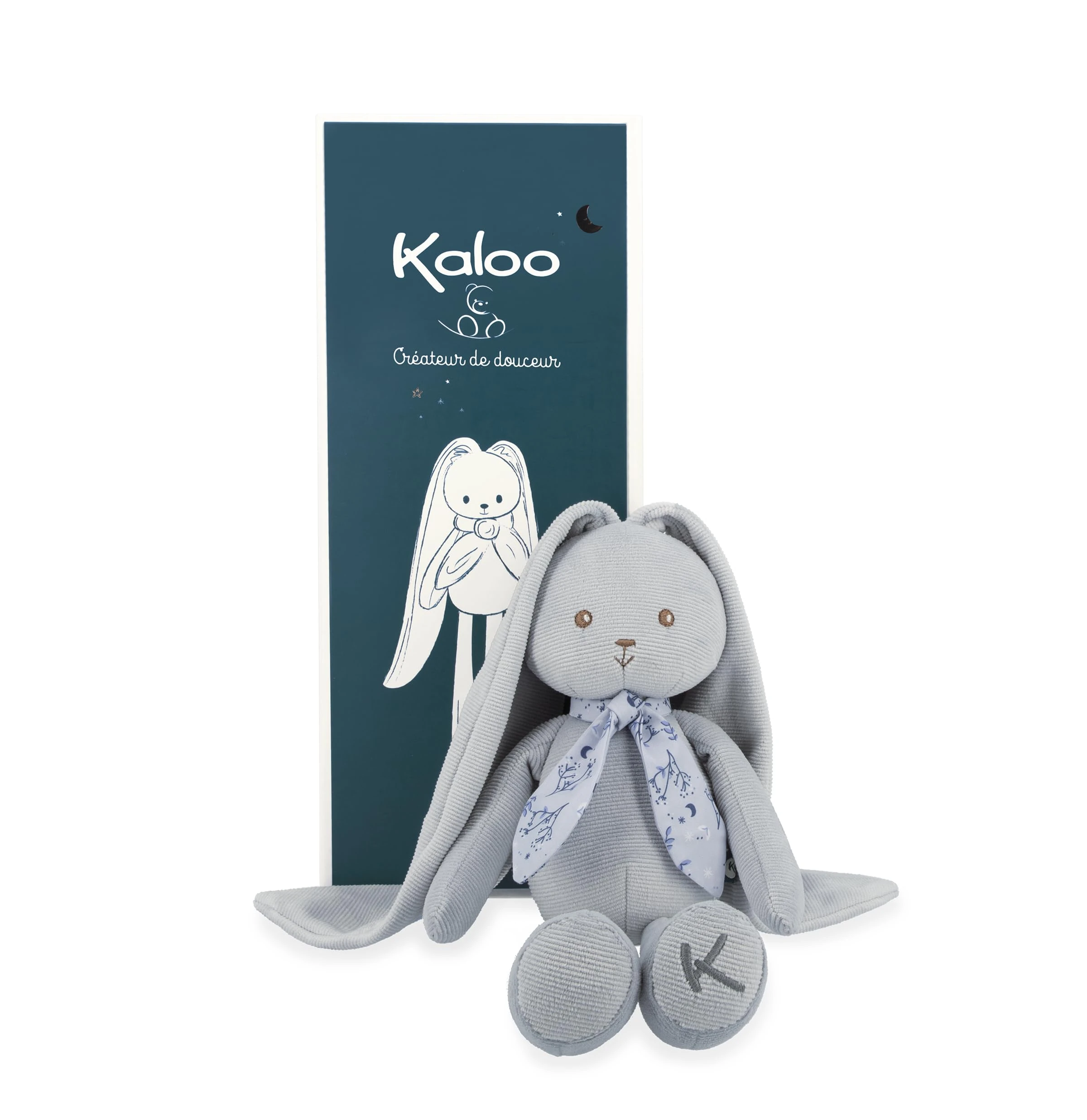 Kaloo - Lapinoo - Rabbit Doll - Baby’s Corduroy Soft Toy - 13.8"/35 cm - Blue Colour - Ultra-Soft material - Gift Box - From Birth Onwards - K972200