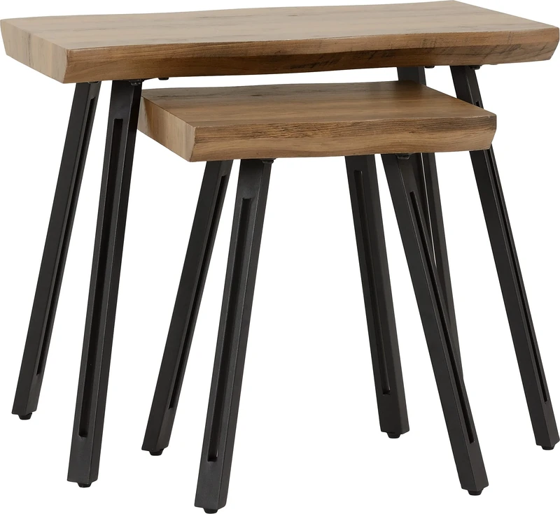 Seconique Quebec Wave Edge Nest Of Tables in Medium Oak Effect