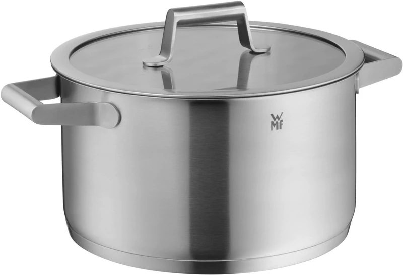 WMF Comfort Line Large Cooking Pot 24 cm Glass Lid Induction Casserole Pot 5.7 L Cromargan Matte Stainless Steel Inner Scale Stackable Uncoated