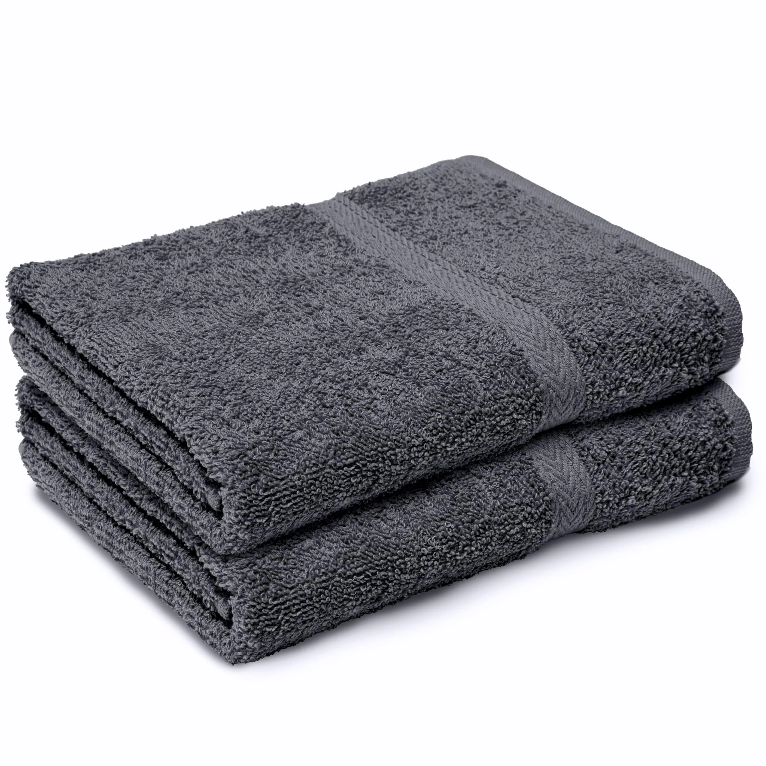 Makooz Large Bath Towels Set - 2 Pc Pack - Premium Style 100% Egyptian Cotton 500 GSM Highly Absorbent, Quick Dry, Super Soft Feel Bathroom Linen for Home, Hotel, Spa & Daily Use - Charcoal 70x120CM