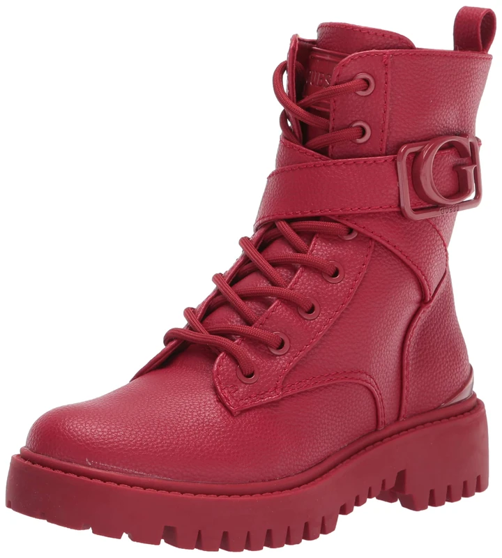 GUESS Women's Orana Combat Boot, Red, 7 UK